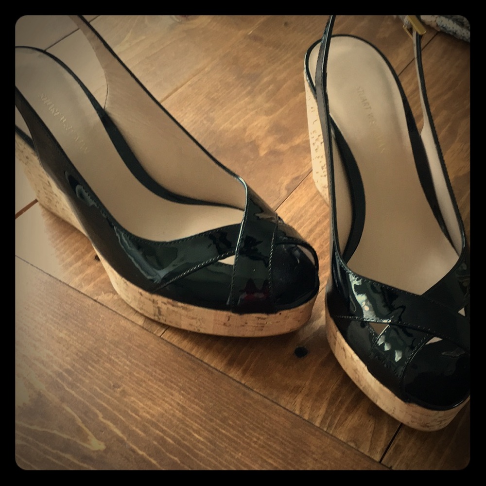 NWT STUART WEITZMAN BLACK PATENT WEDGES